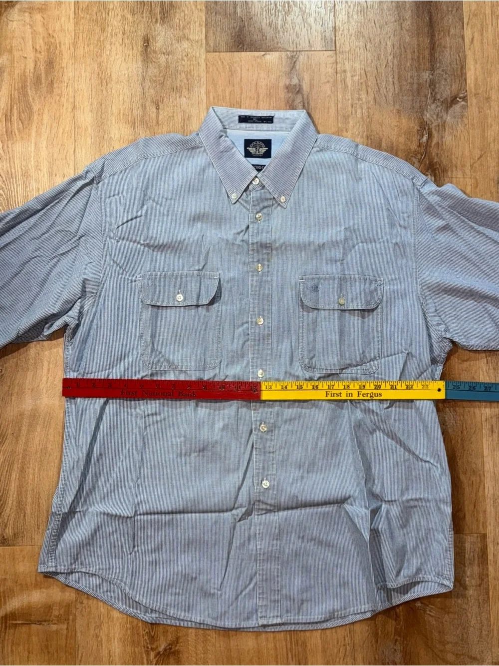 Vtg Dockers Indigo Polo Button Down Short Sleeve 90s Cotton Stripes Utility Work